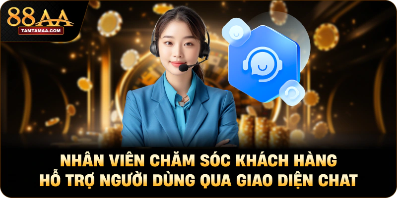 Nhân viên chăm sóc khách hàng hỗ trợ người dùng qua giao diện chat